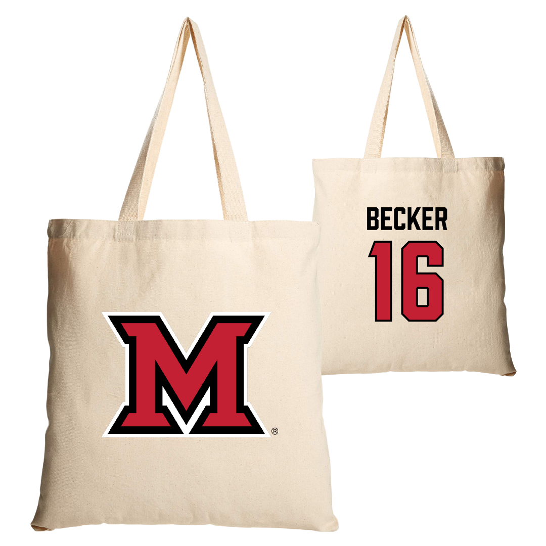 Miami University (Ohio) Soccer (W) Tan Canvas Tote Bag - #16 Gracyn Becker