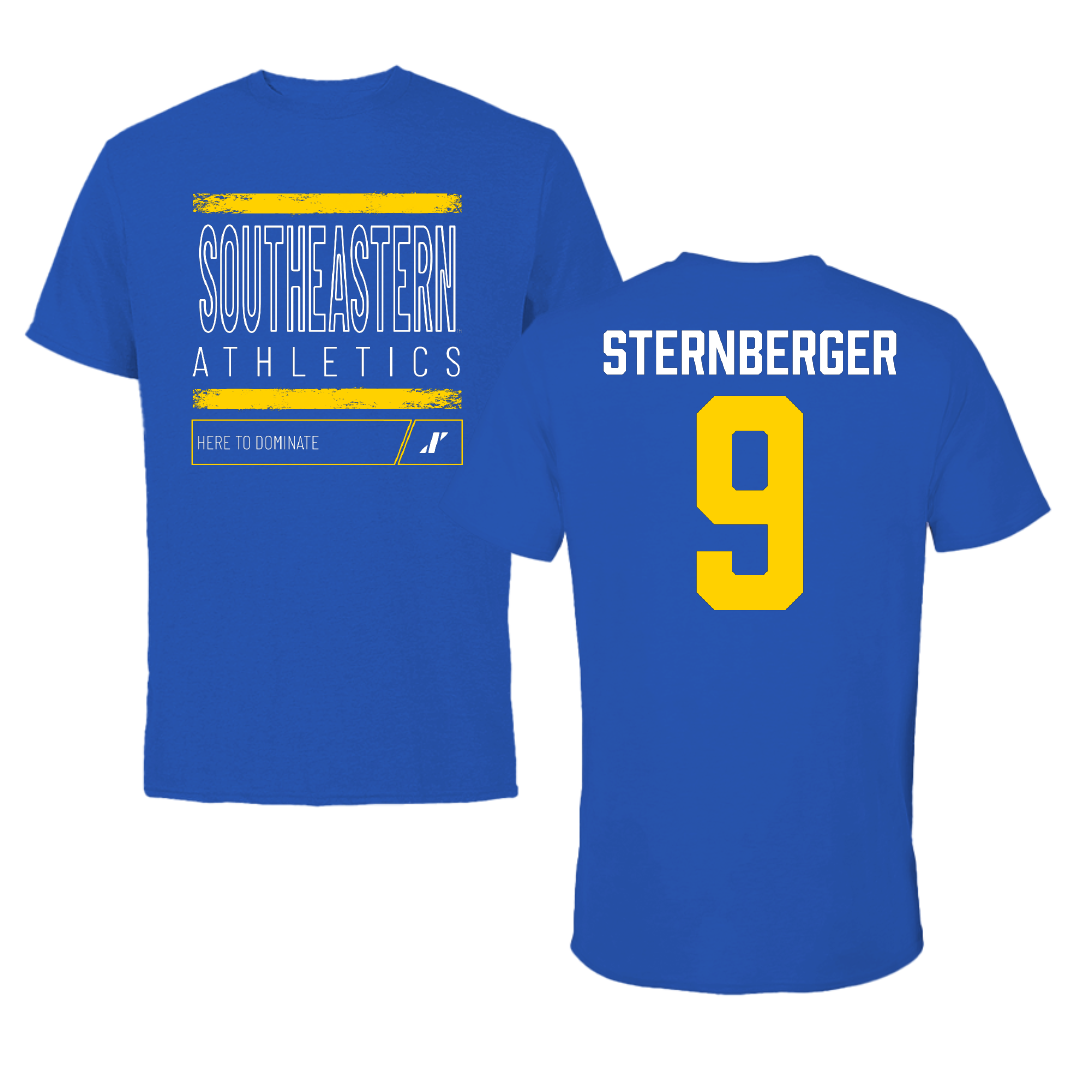 Southeastern Oklahoma State University Football Blue Dominate Tee - #9 Jaxon Sternberger