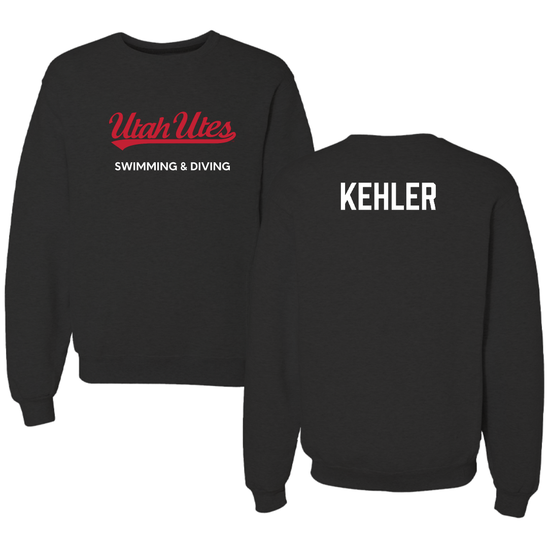 University of Utah Swimming & Diving Black Crewneck - Jackson Kehler