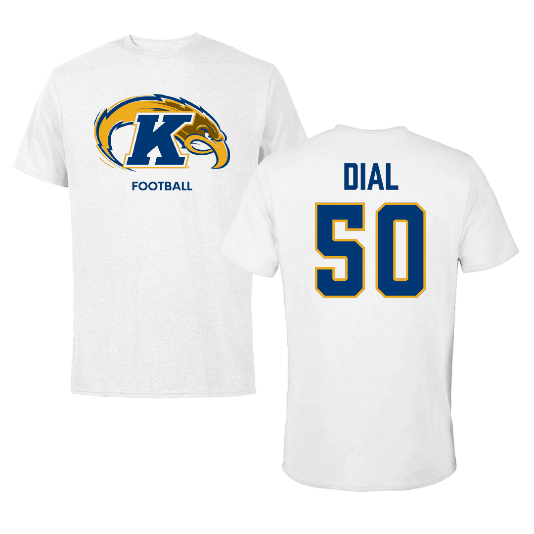 Kent State University Football White Tee - #50 Garrett Dial