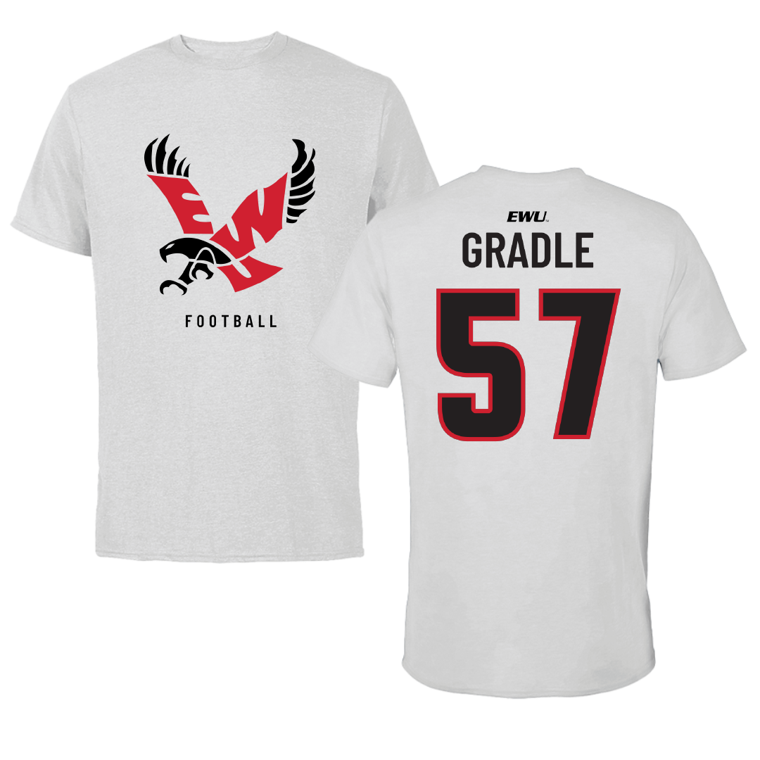 Eastern Washington University Football Light Gray Performance Tee - #57 Michael Gradle