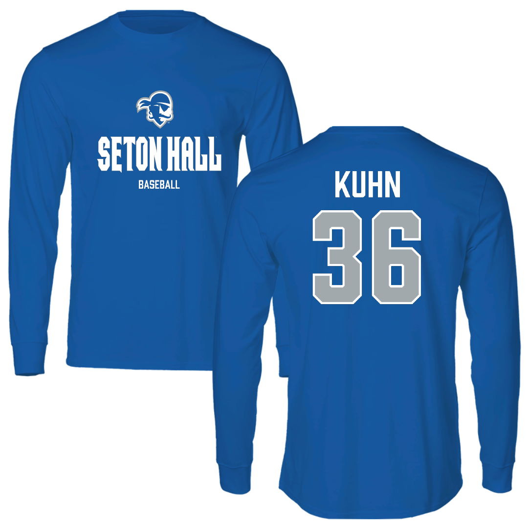 Seton Hall University Baseball Blue Block Performance Long Sleeve - #36 Jason Kuhn