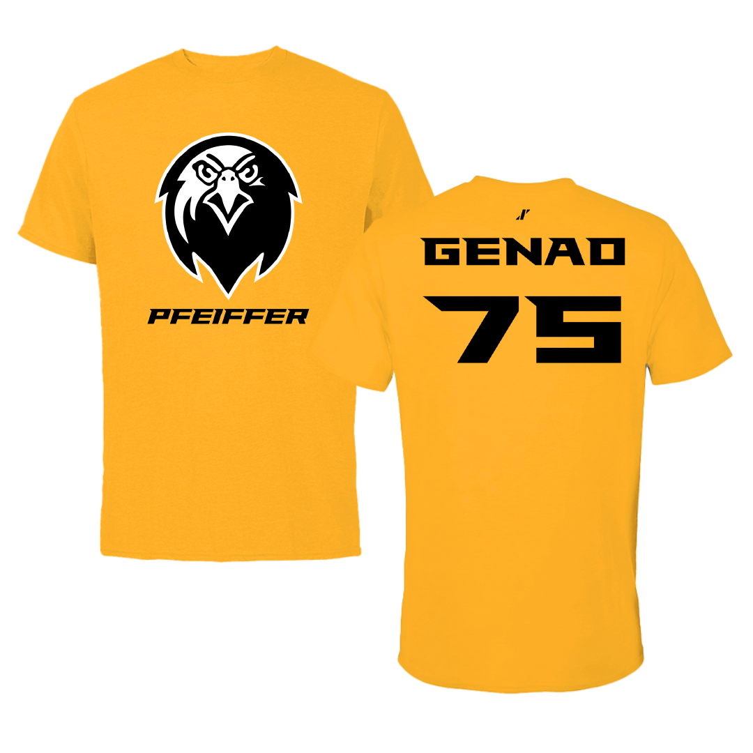 Pfeiffer University Baseball Gold Tee - #75 Evan Genao