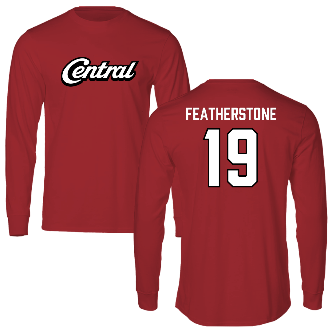 Central Washington University Football Canvas Red Long Sleeve - #19 Samaje Featherstone