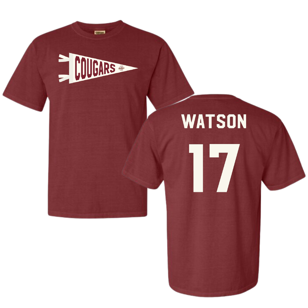 College of Charleston (South Carolina) Soccer Maroon Pennant Comfort Colors Tee - #17 Ryan Watson