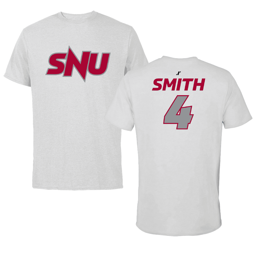Southern Nazarene University Football Light Gray Tee - #4 Quentin Smith