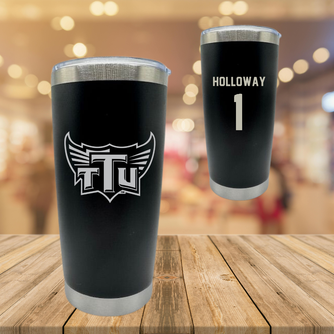 Tennessee Technological University Football Black Stainless Steel Tumbler - #1 Tre Holloway