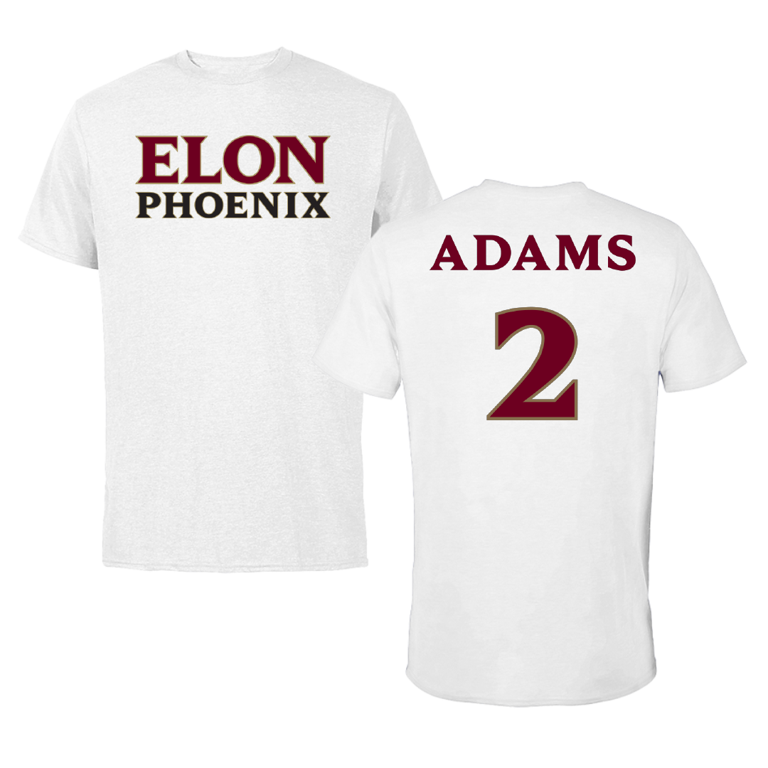 Elon University Basketball White Tee - #2 Iycez Adams