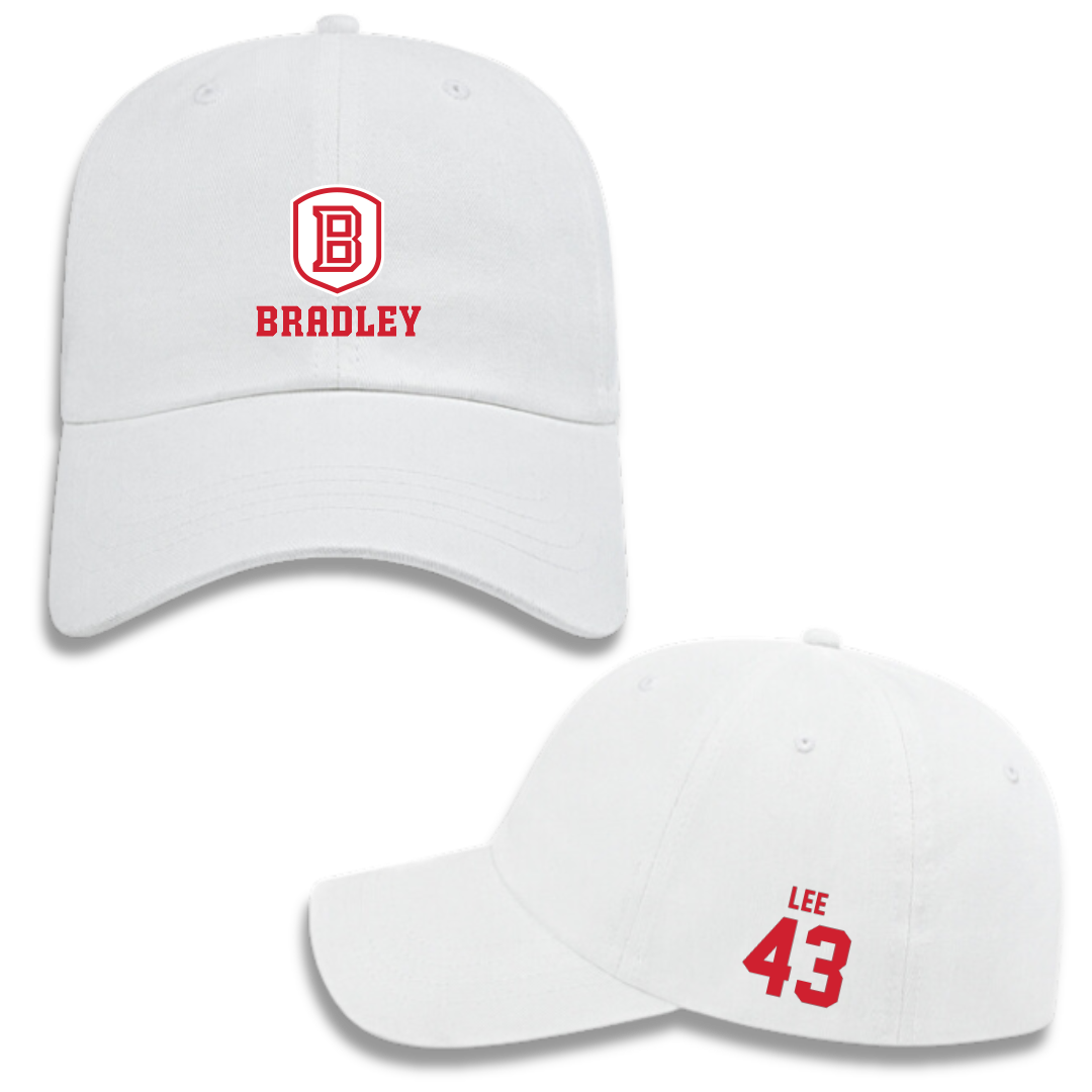 Bradley University Baseball White Hat - #43 Mason Lee