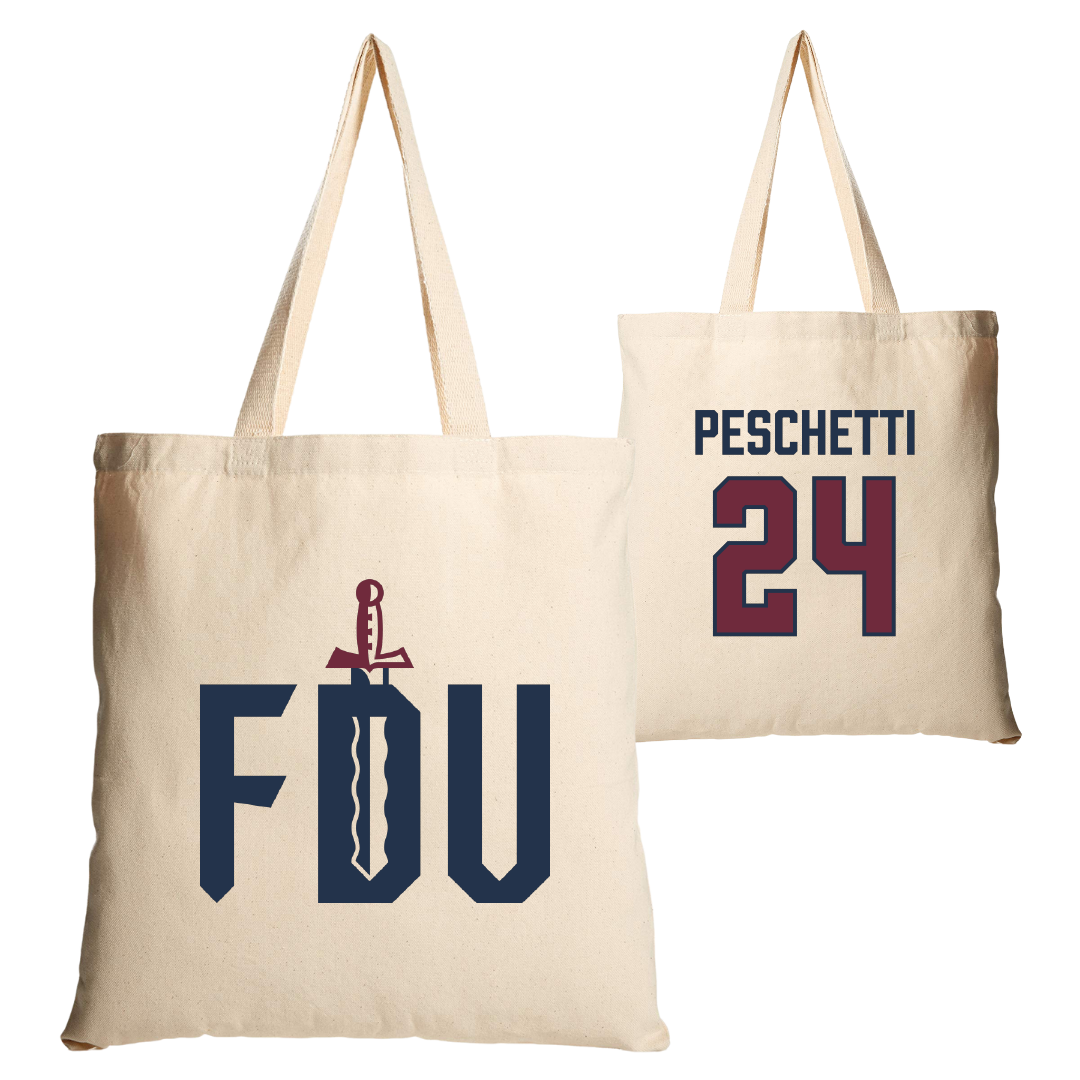 Fairleigh Dickinson University-Metropolitan Campus Soccer Tan Canvas Tote Bag - #24 Daniela Peschetti