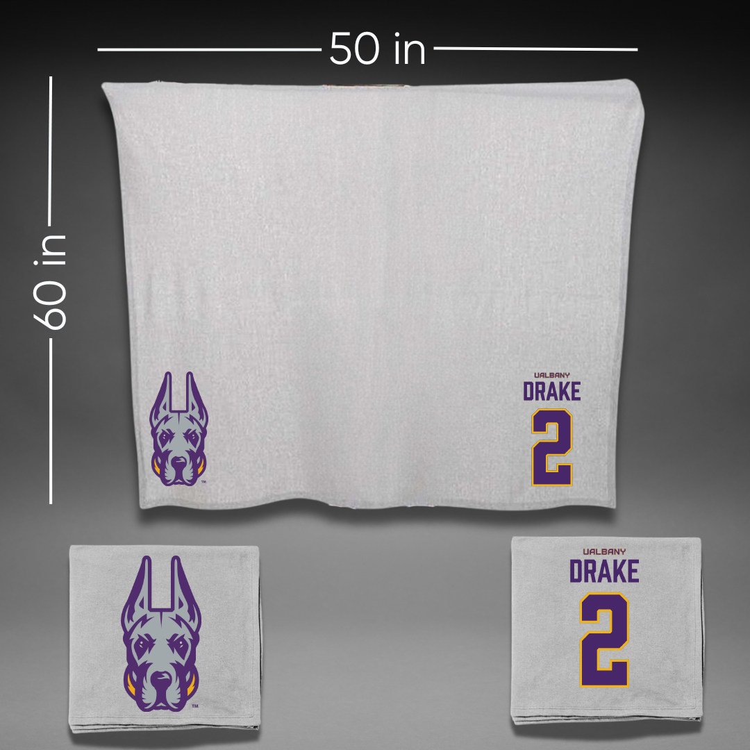 University at Albany Basketball Gray Blanket - #2 Laycee Drake