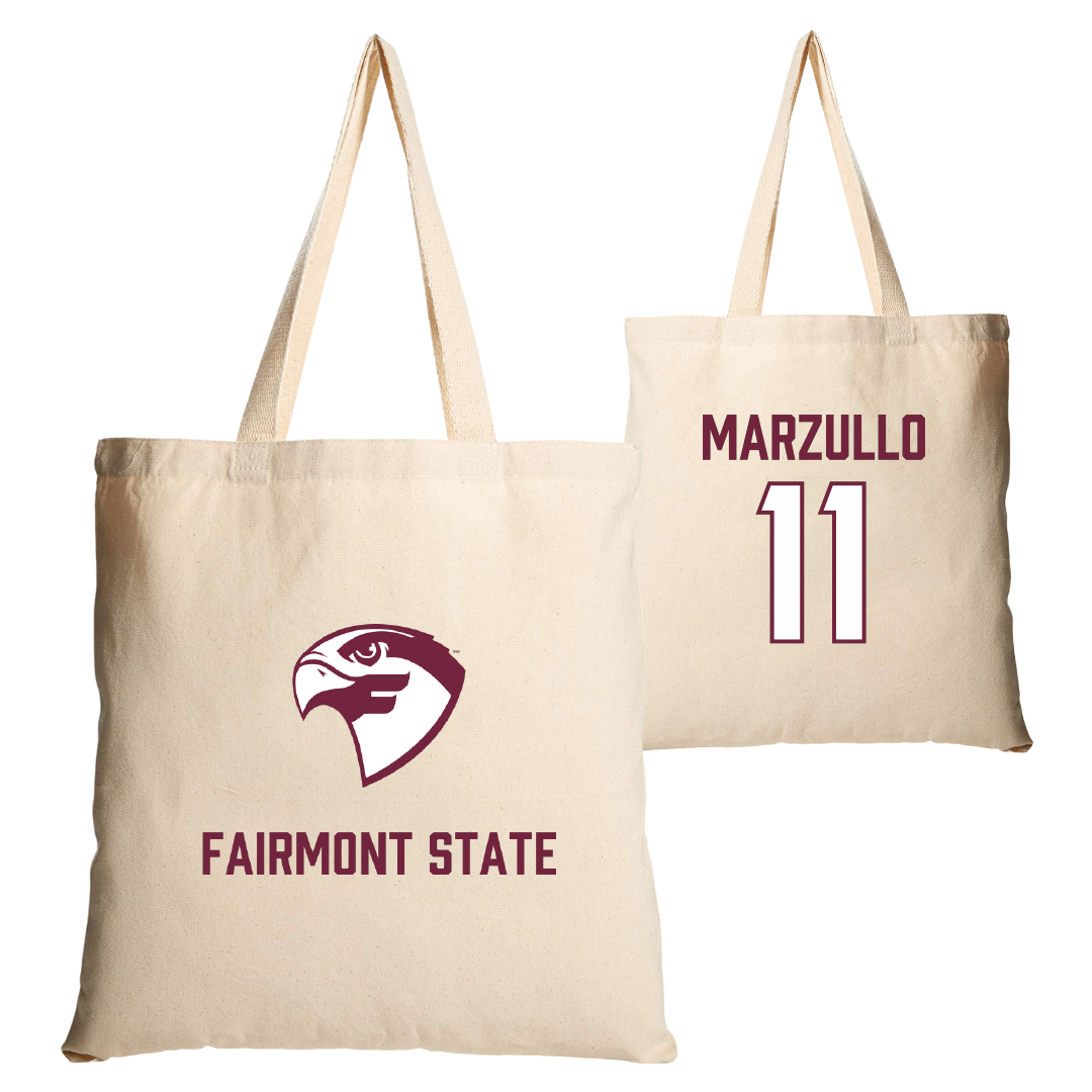Fairmont State University Football Tan Canvas Tote Bag - #11 Nino Marzullo