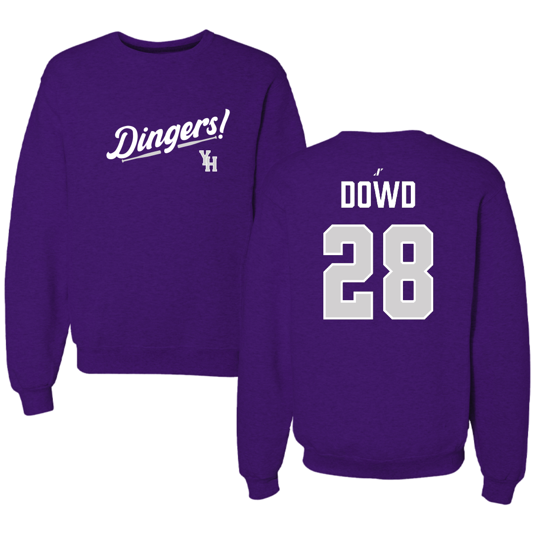 Young Harris College Baseball Purple Dingers Crewneck - #28 Tommy Dowd