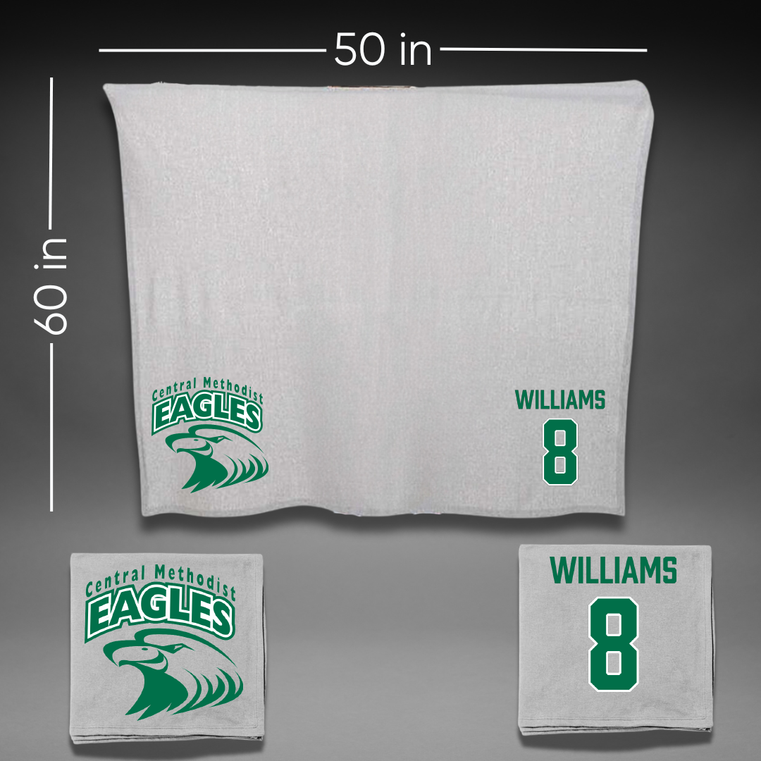 Central Methodist University Football Gray Blanket - #8 Ja'Shon Williams