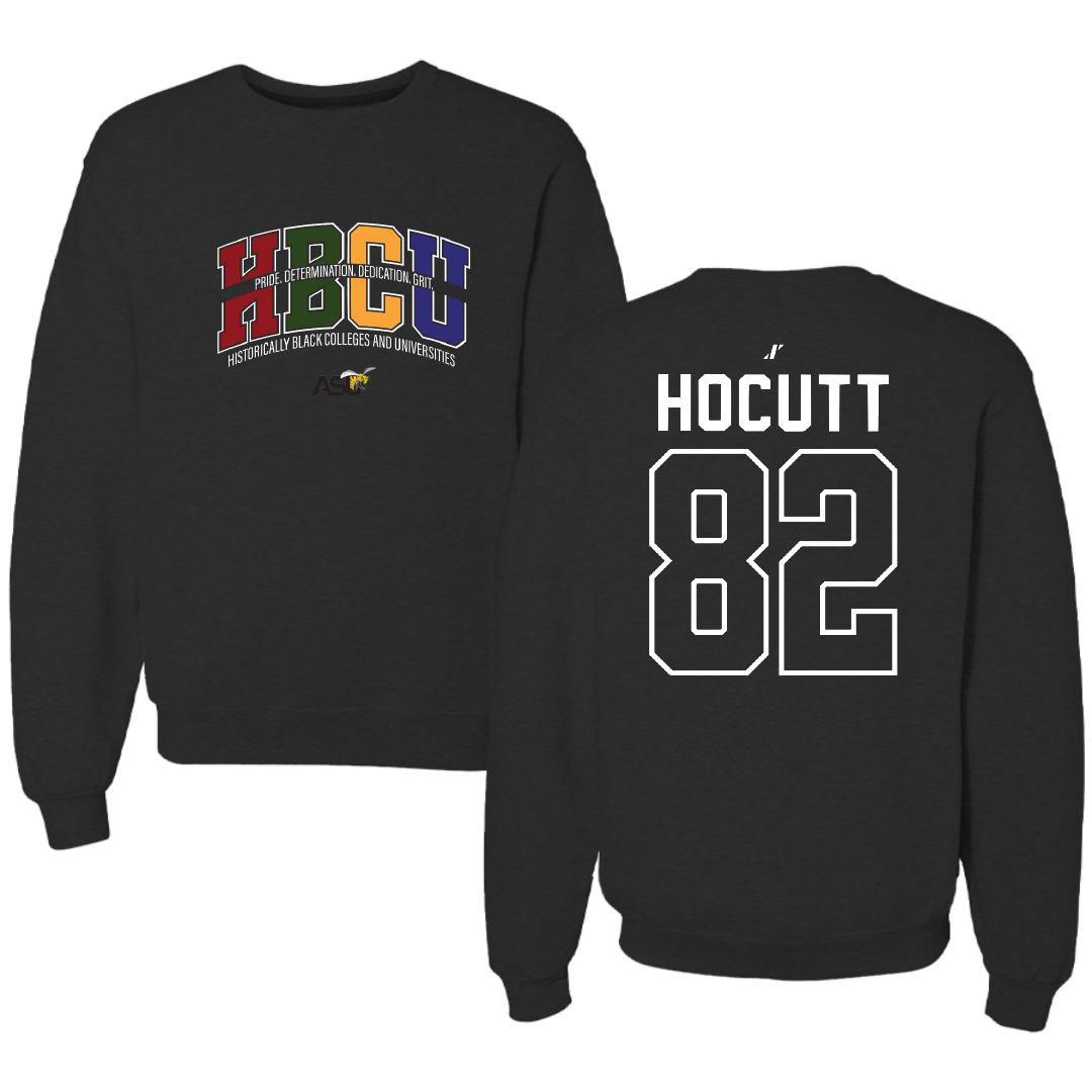 Alabama State University Football Black HBCU Crewneck - #82 Will Hocutt