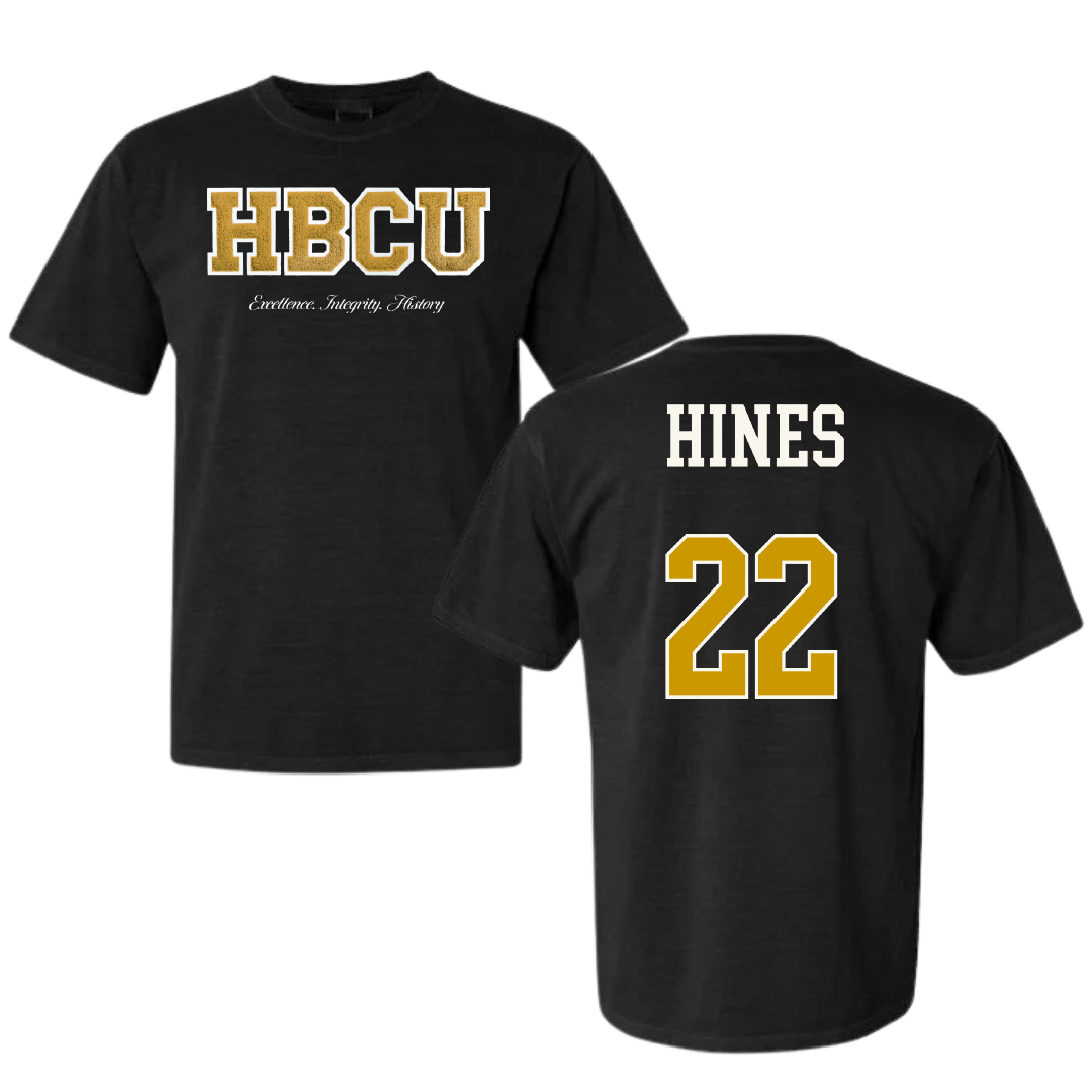 Alabama State University Volleyball (W) Black HBCU Varsity Comfort Colors Tee - #22 Kaylen Hines