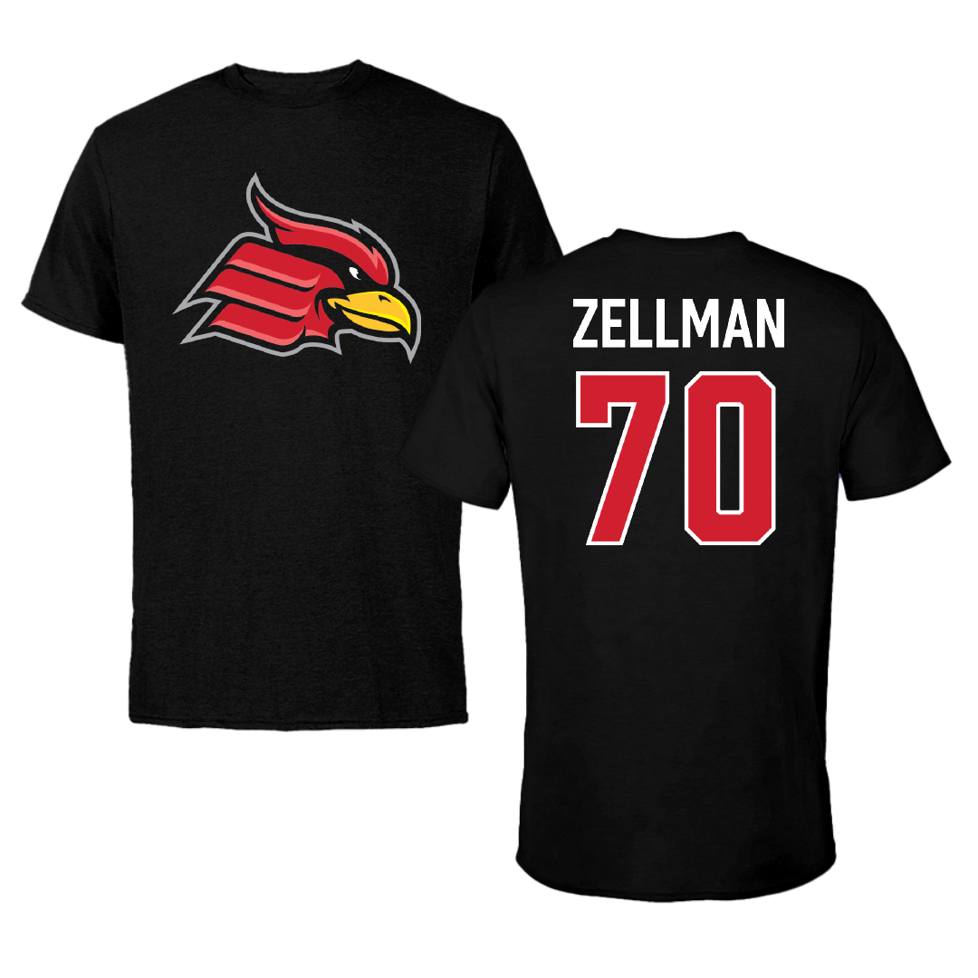 Wheeling University Football Black Tee - #70 Aidan Zellman