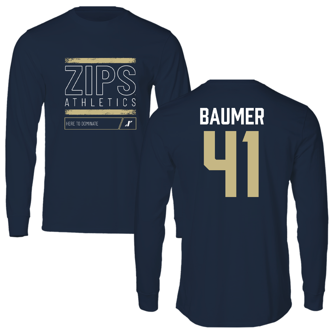 University of Akron Lacrosse Navy Dominate Performance Long Sleeve - #41 Sarah Baumer