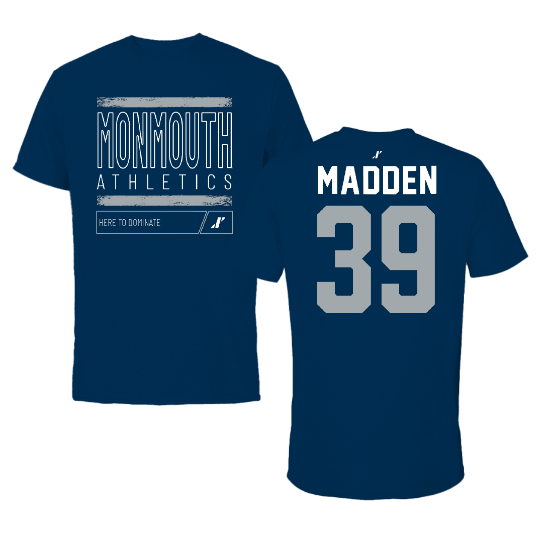 Monmouth University Lacrosse Navy Dominate Performance Tee - #39 William Madden