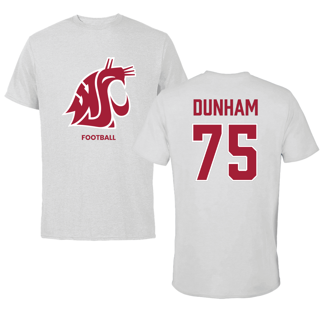 Washington State University Football Light Gray Performance Tee - #75 Noah Dunham