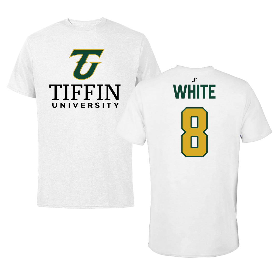 Tiffin University Football White Performance Tee - #8 Emari White