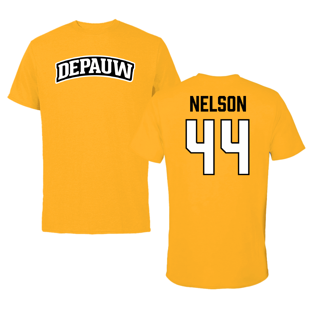 DePauw University Lacrosse Gold Performance Tee - #44 Russ Nelson