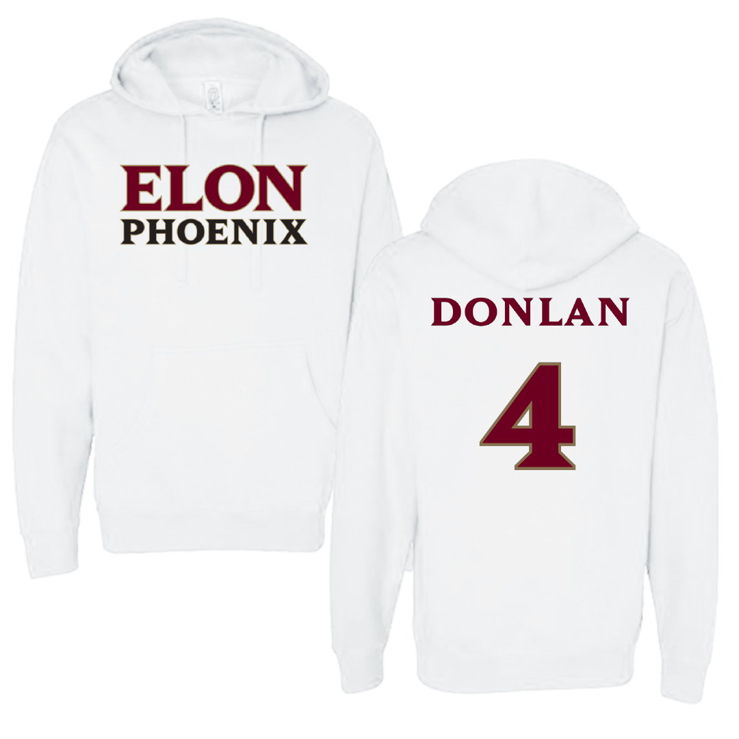 Elon University Soccer (M) White Hoodie - #4 Jack Donlan