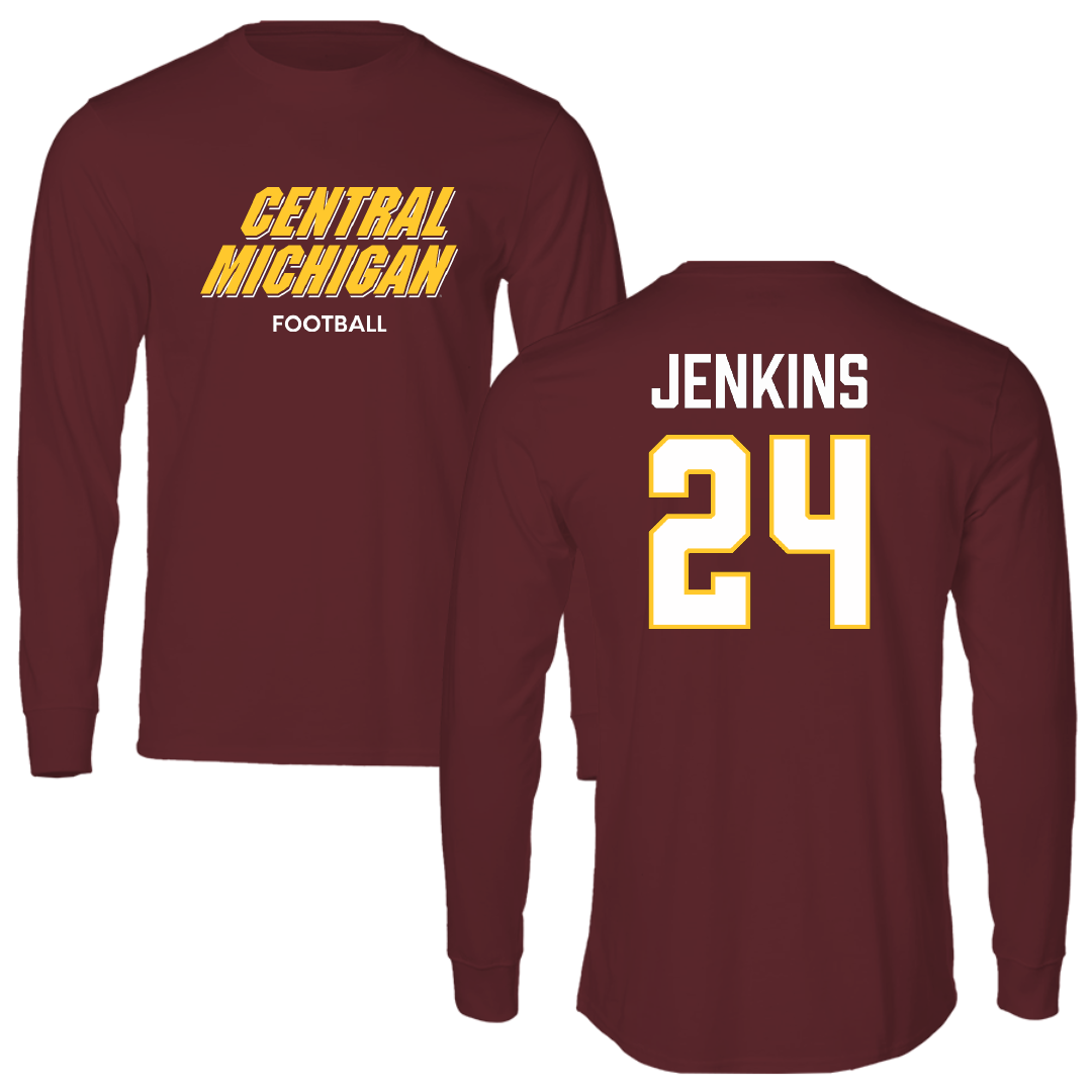 Central Michigan University Football Maroon Long Sleeve - #24 Mekhi Jenkins