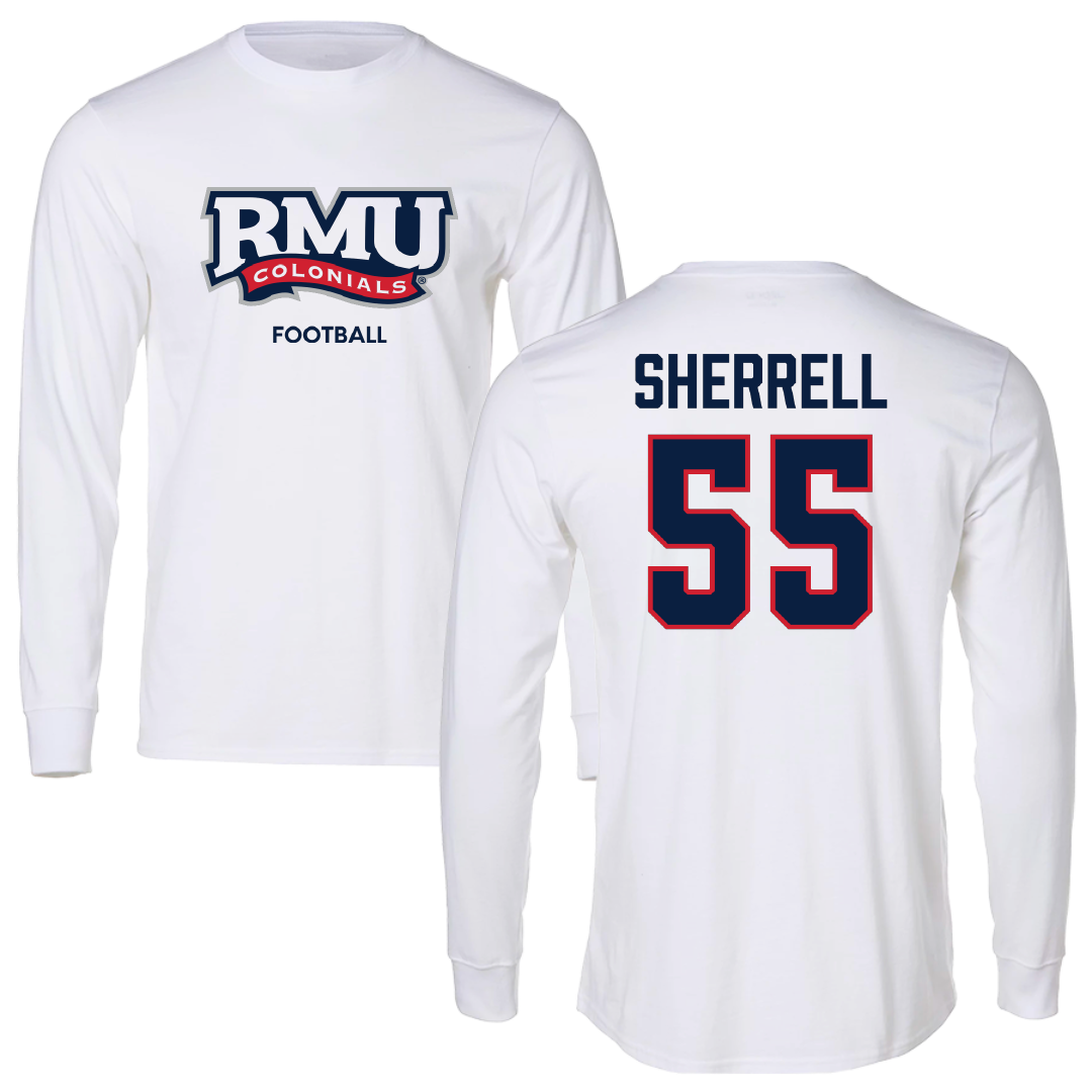 Robert Morris University Football White Mascot Long Sleeve - #55 Tayvon Sherrell