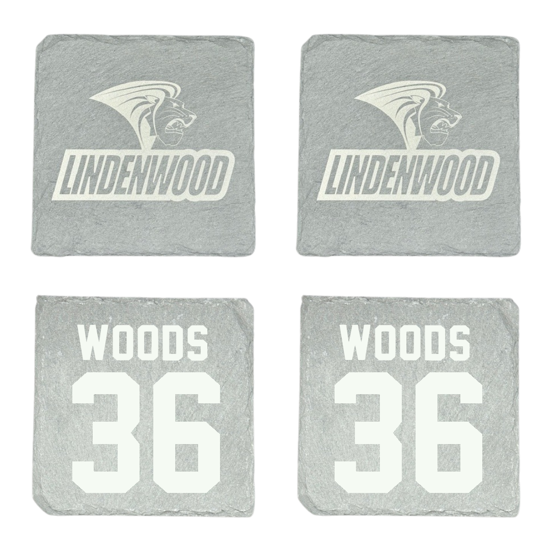 Lindenwood University Football Stone Coaster (4 Pack)  - #36 La'Revious Woods