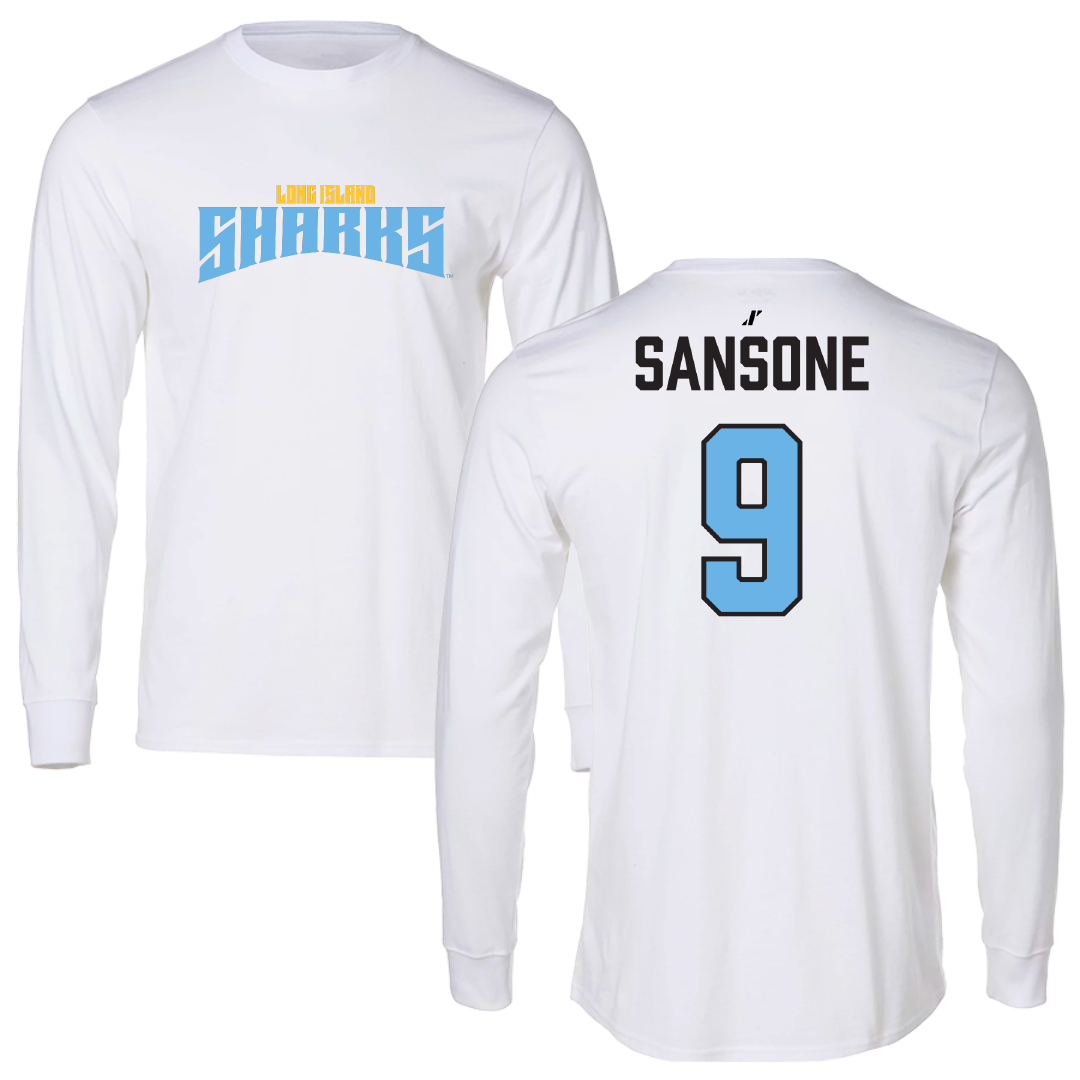 Long Island University Baseball White Classic Performance Long Sleeve - #9 Gavin Sansone