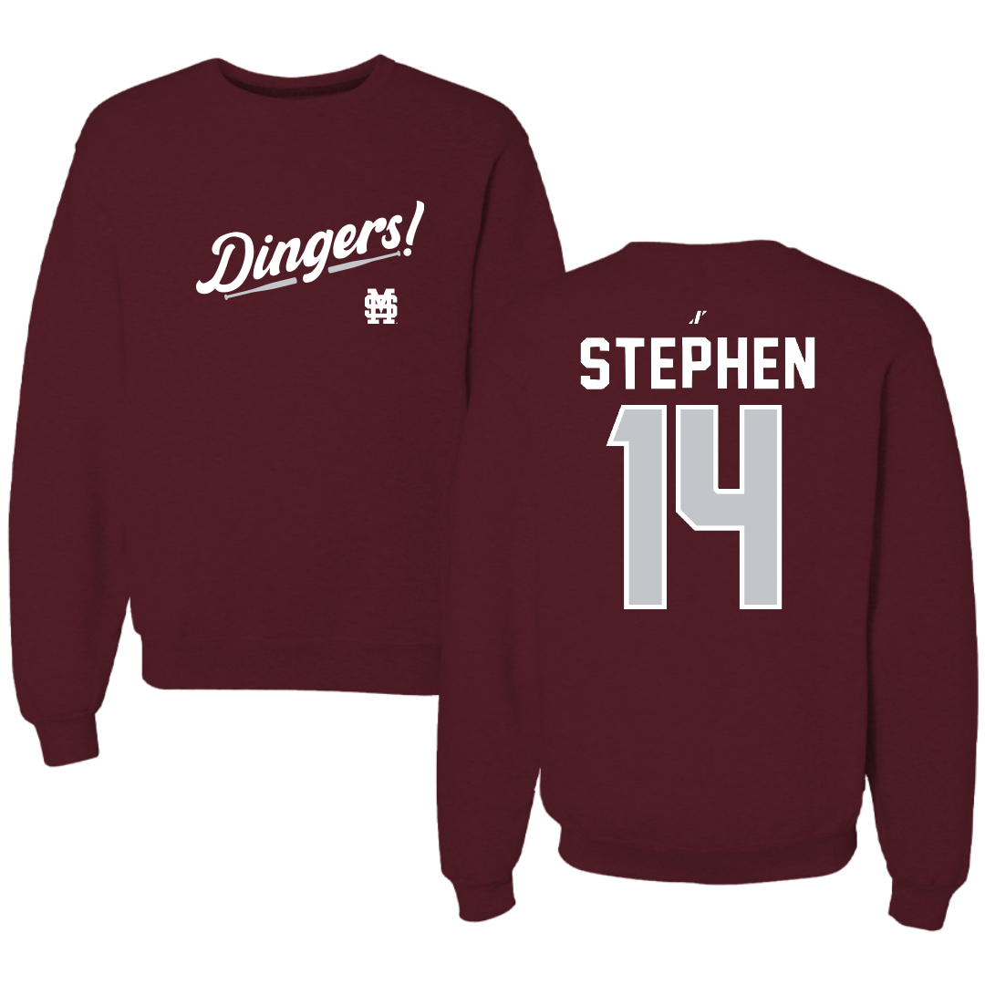 Mississippi State University Baseball Maroon Dingers Crewneck - #14 Khal Stephen