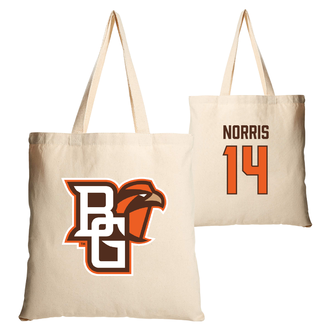 Bowling Green State University Ice Hockey Tan Canvas Tote Bag - #14 Dalton Norris
