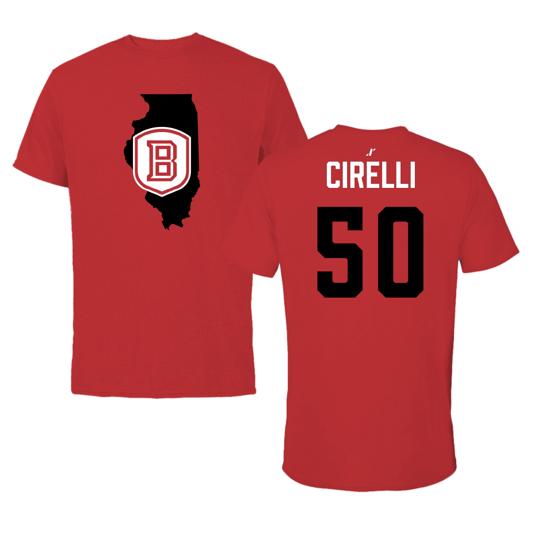 Bradley University Baseball Red State Performance Tee - #50 Joey Cirelli