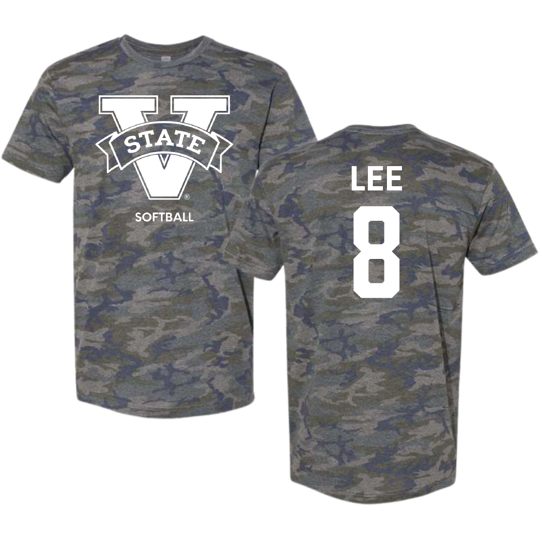 Valdosta State University Softball Vintage Camo Tee - #8 Rachael Lee