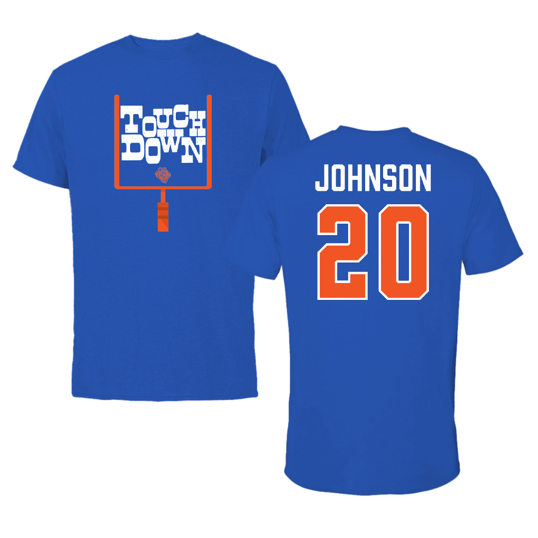 Savannah State University Football Blue Touchdown Tee - #20 Amiri Johnson