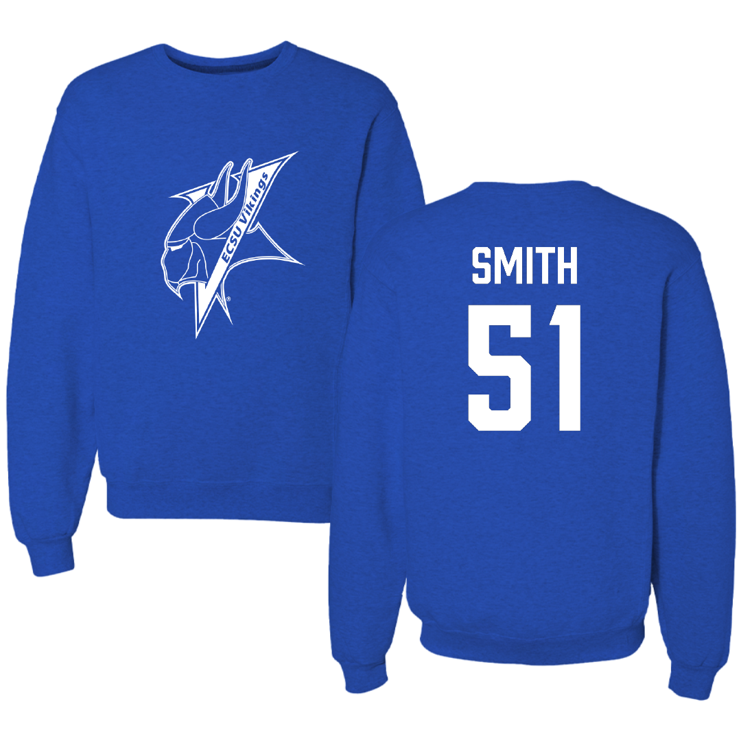Elizabeth City State University Football Blue Crewneck - #51 Javon Smith