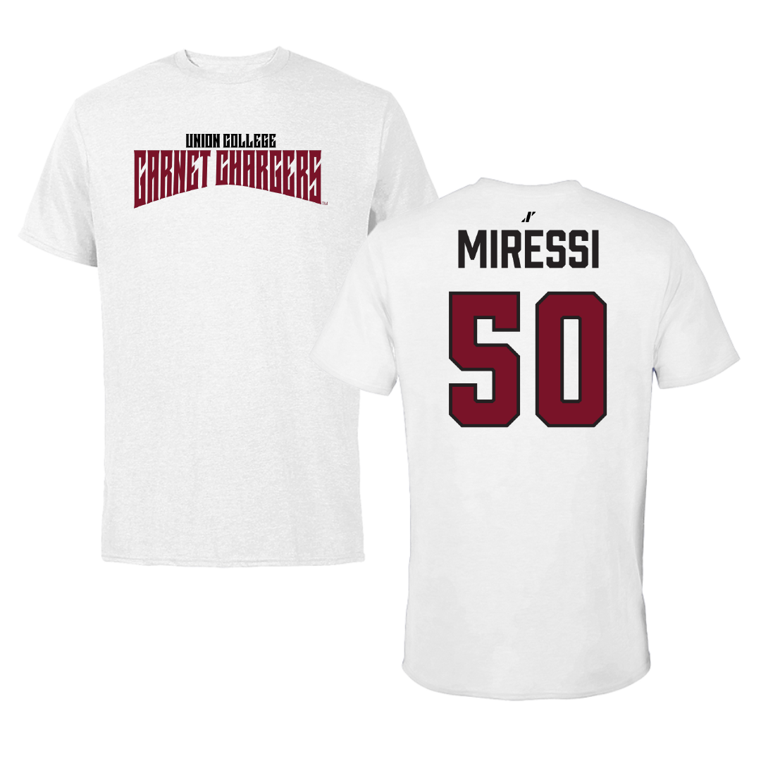 Union College Baseball White Classic Performance Tee - #50 Ryan Miressi