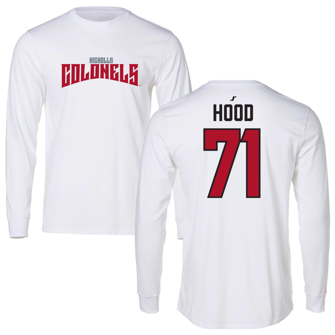 Nicholls State University Football White Classic Performance Long Sleeve - #71 Jacob Hood