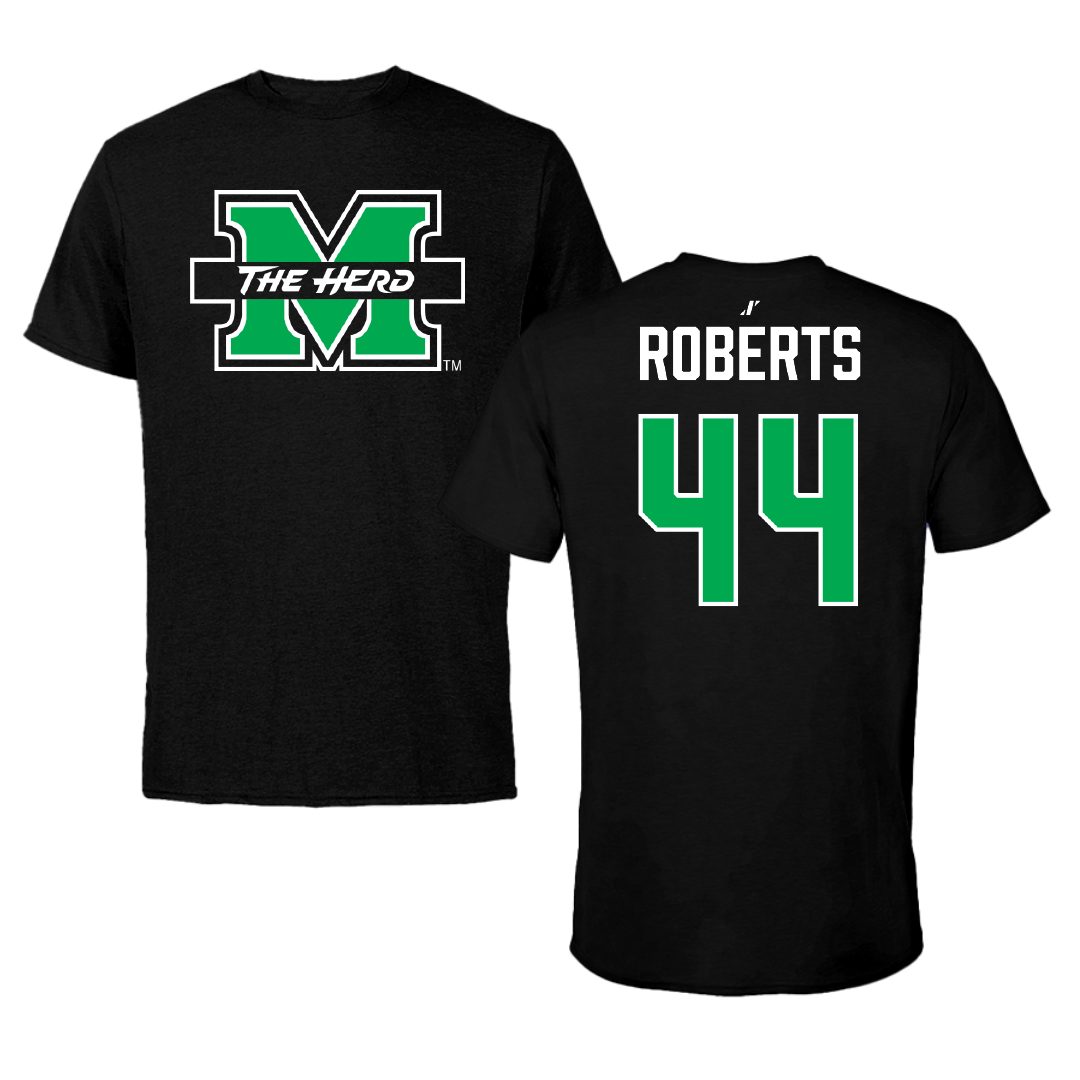 Marshall University Football Black Performance Tee - #44 Antwan Roberts