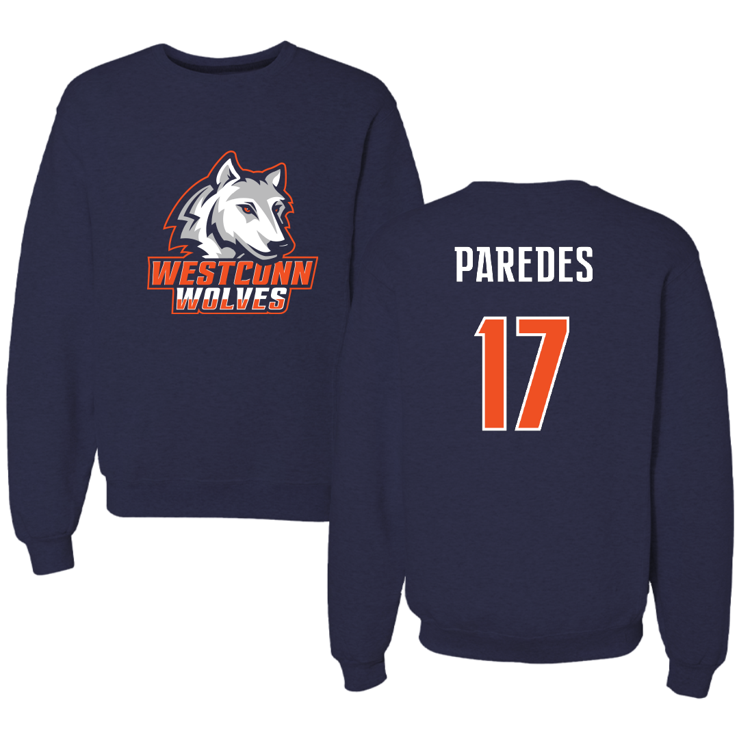 Western Connecticut State University Lacrosse Navy Wolves Crewneck - #17 Samantha Paredes