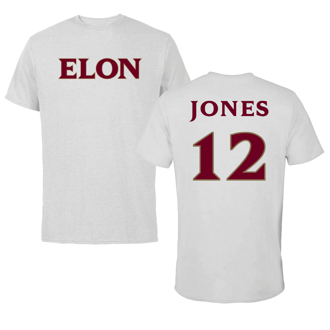 Elon University Football Light Gray Performance Tee - #12 Eric Jones