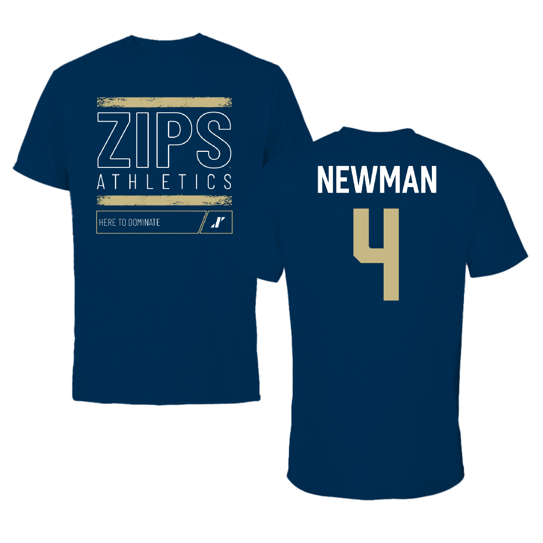 University of Akron Baseball Navy Dominate Performance Tee - #4 Jeremiah Newman