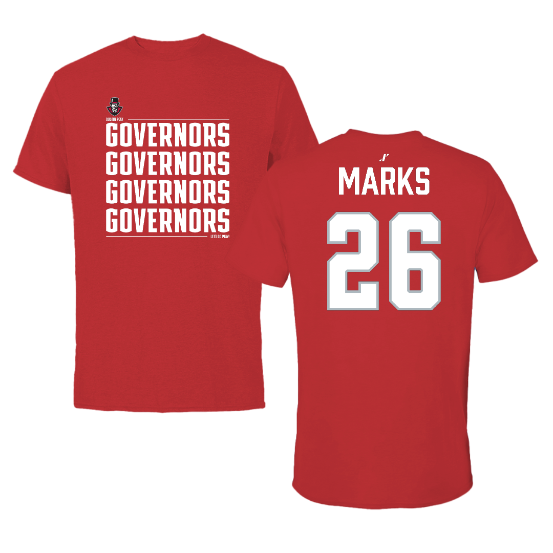 Austin Peay State University Softball Red General Tee - #26 Emily Marks