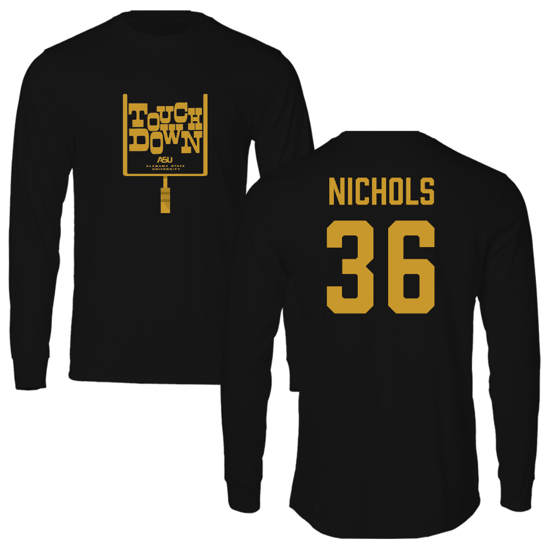 Alabama State University Football Black Touchdown Performance Long Sleeve - #36 Ricky Nichols