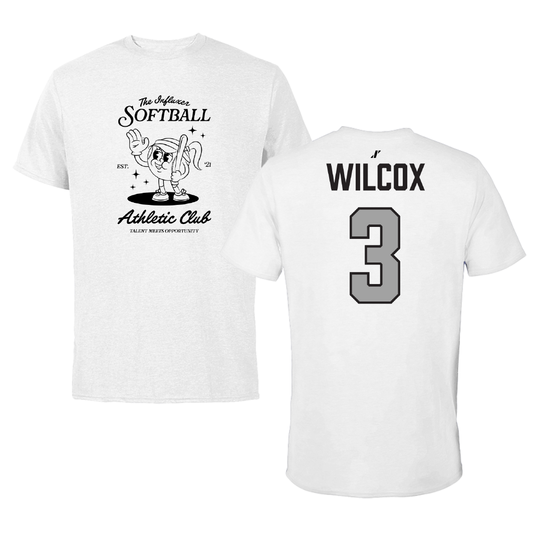 Softball White Influxer Athletic Club Tee - #3 Aaliyah Wilcox