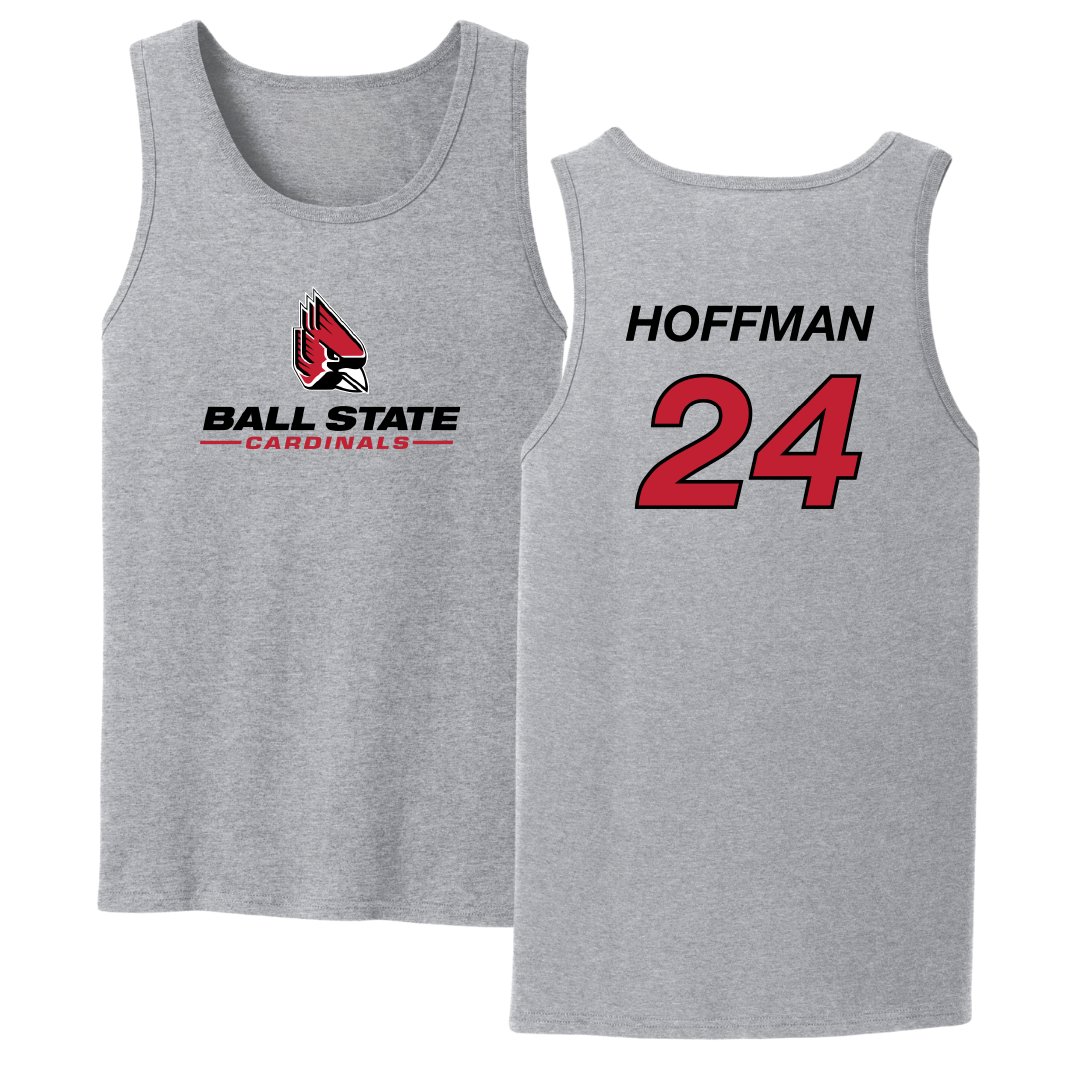 Ball State University Softball Sport Gray Tank Top - #24 Jessica Hoffman