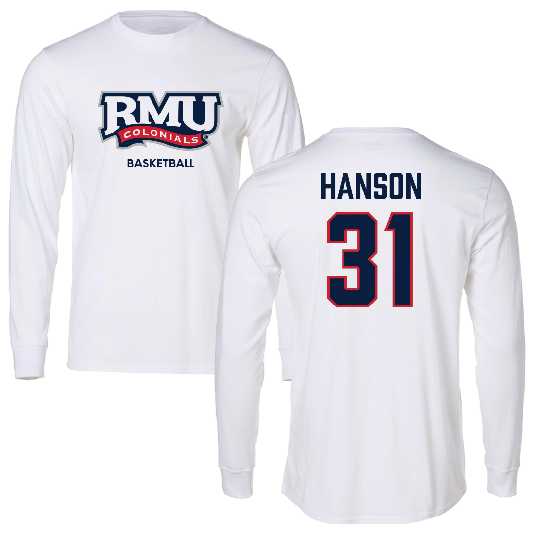 Robert Morris University Basketball (M) White Mascot Performance Long Sleeve - #31 Maurio Hanson