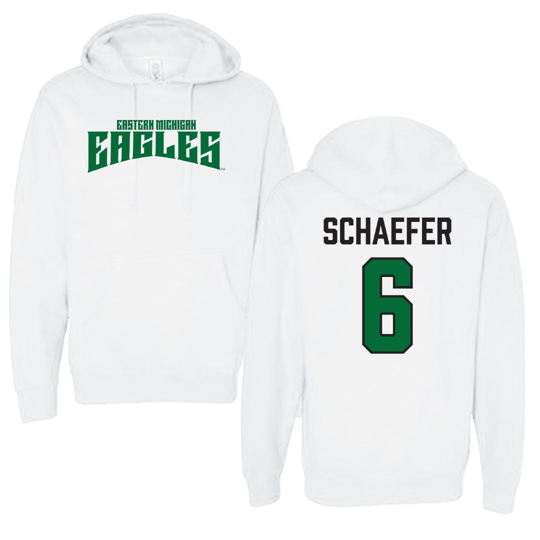 Eastern Michigan University Volleyball (W) White Classic Hoodie - #6 Mia Schaefer