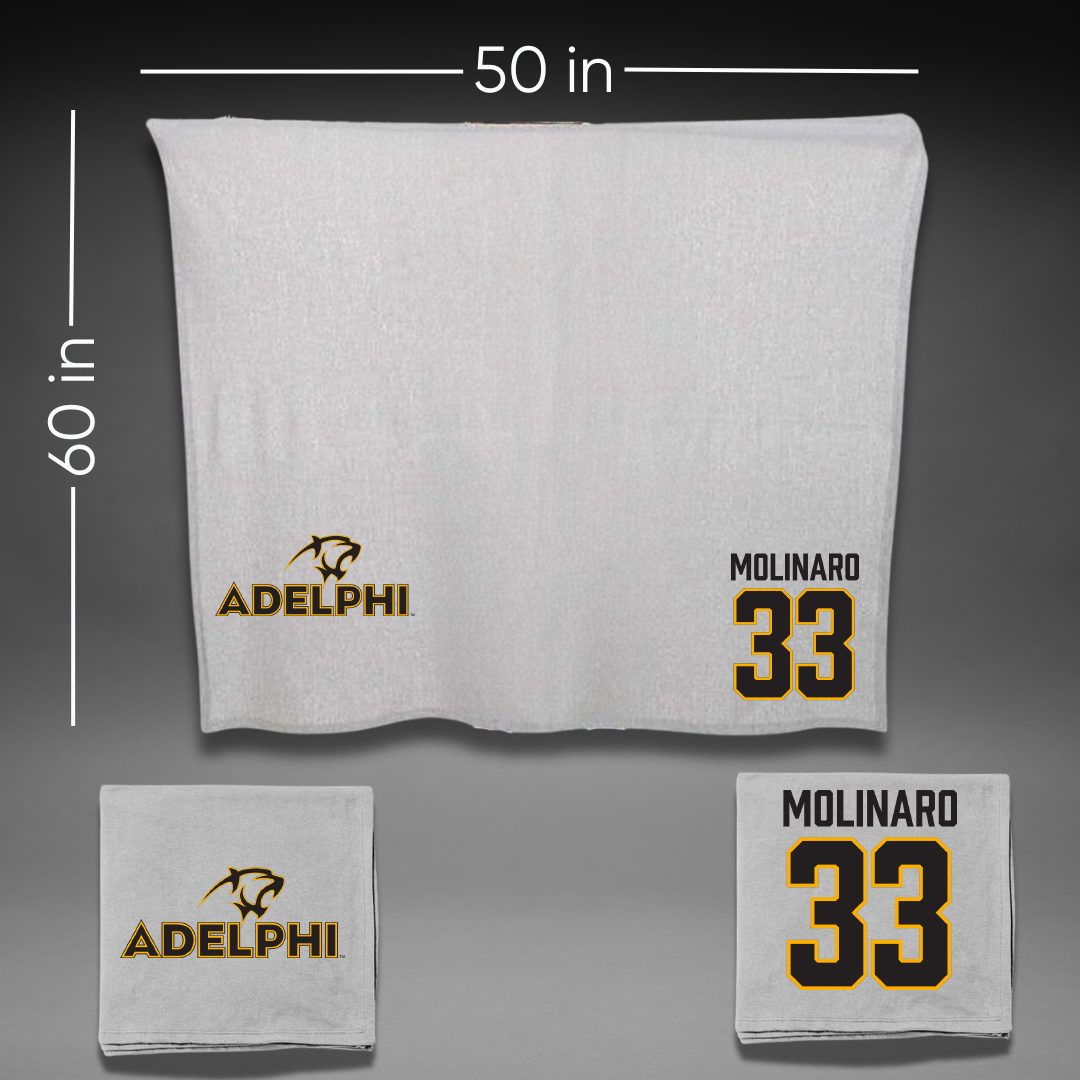 Adelphi University Baseball Gray Blanket - #33 Bobby Molinaro